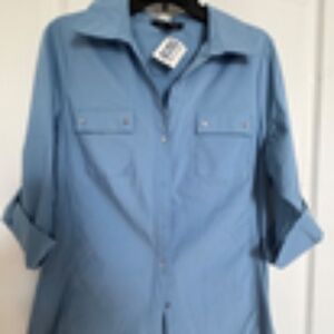 Women's Zac & Rachel Blue Cotton Blend Button Close Shirt